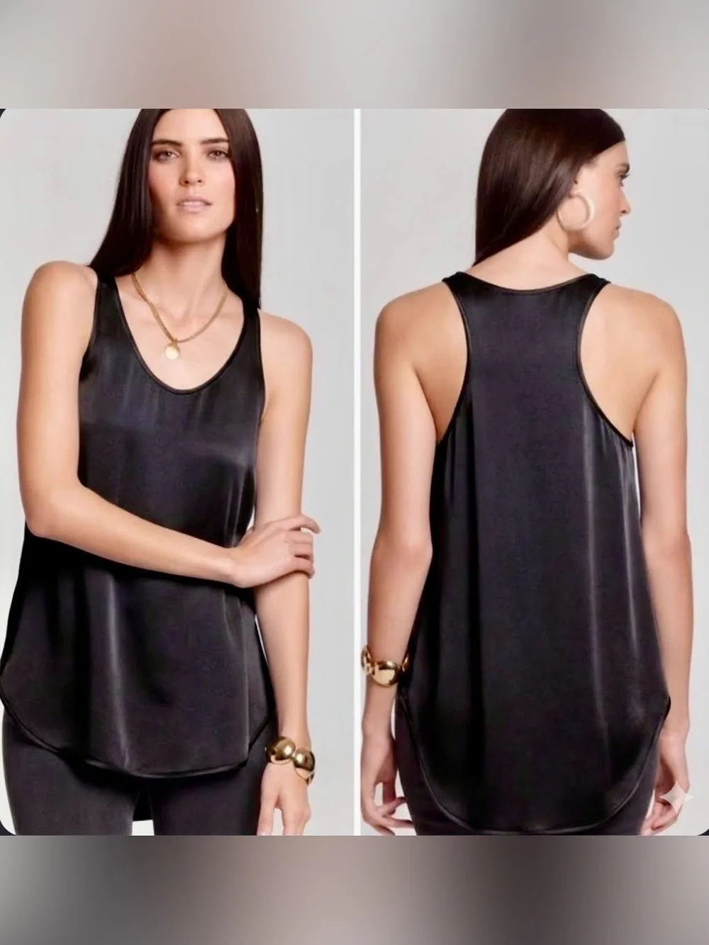 Theory Prestia Black Sleeveless Tunic Racerback Tank Top